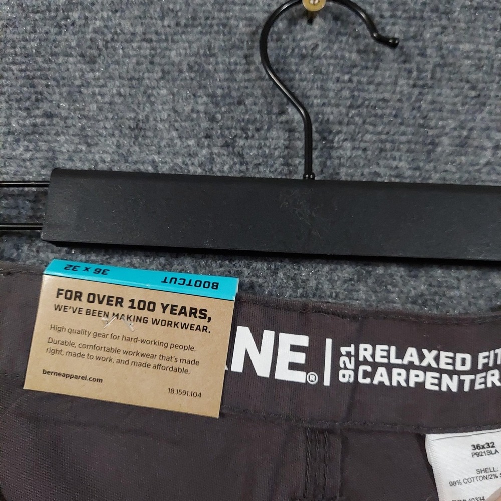 Berne Pants Mens 36x32 Brown Carpenter Relaxed Fit Bootcut Flex Workwear - Picture 6 of 7